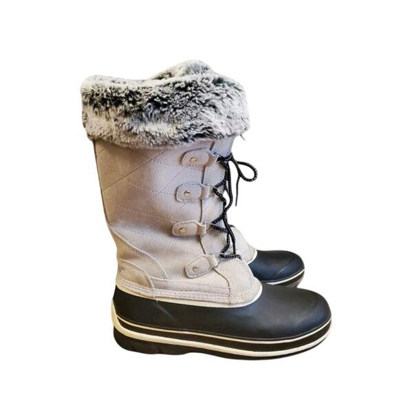 Khombu Emily Suede Leather Winter warm Snow Boots GRAY Tall women’s 10 EUC - Picture 1 of 7